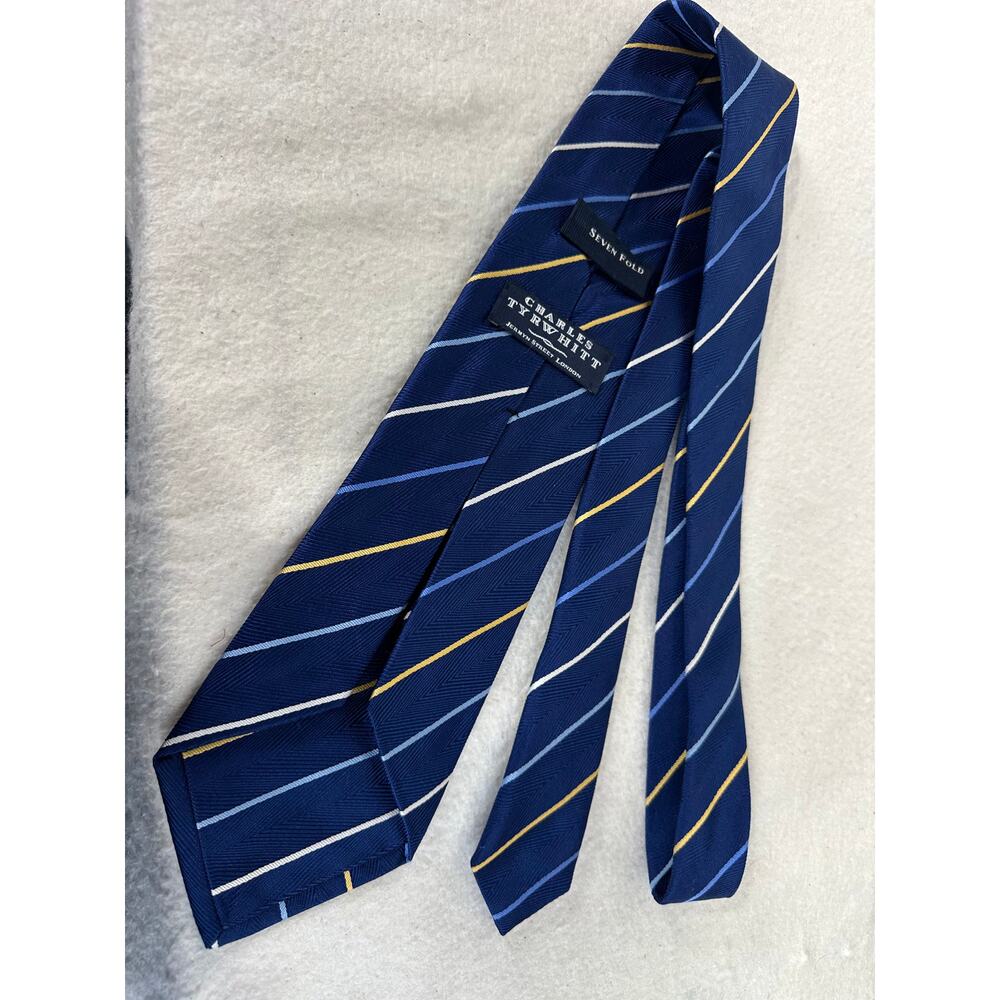 Charles Tyrwhitt Jeremyn St. Seven Fold Blue with Light Blue & Yellow Stripes
